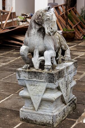 Stone horse carved on the platform with Chinese styleの写真素材