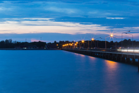 Twilight of the sunset with the Laem Sok Bridge Landscape