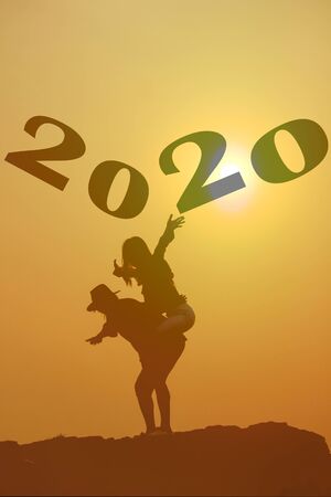 silhouette concept new year 2020の写真素材