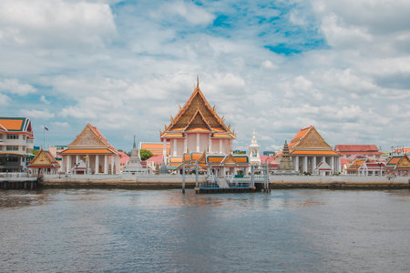 Wat Kanlayanamit Woramahaviharn or Wat Kalaya located on the Chao Phraya River in thailand