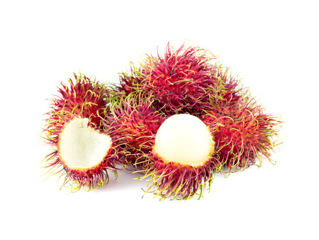 rambutan sweet delicious fruit isolated on white backgroundの写真素材