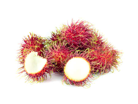 rambutan sweet delicious fruit isolated on white backgroundの写真素材