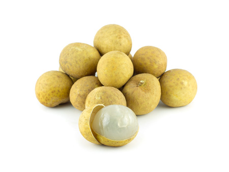 longan. fresh longan isolated on white backgroundの写真素材