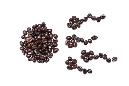 ovary and spermatogenesis made of Brown coffee beans isolated on white backgroundの写真素材