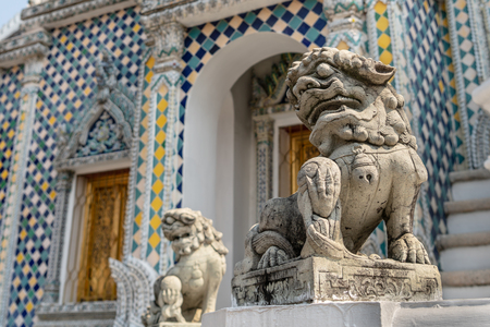 Photo of lion sculpture ( Chinese art) at Wat Phra Keaw.の写真素材