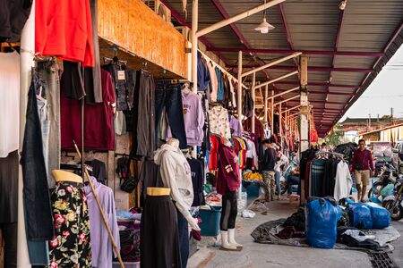 SA KAEO, THAILAND - DECEMBER 3, 2019 : Secondhand clothing market at Rong Kluea Marketのeditorial素材