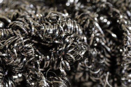 Macro photo of steel wool scrubbing pots