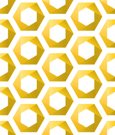 Seamless pattern of golden hexagons in low poly style
