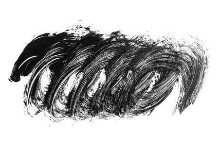Black brush stroke and scribble isolated on white background. Black acrylic brush drawing element.の写真素材