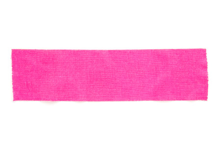 Piece of pink fluorescent tape isolated on white background. Bright neon pink duct tape.