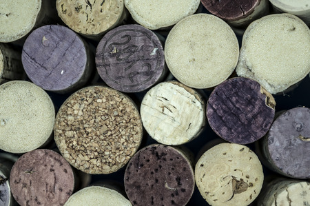 Vintage wine bottle corks textureの写真素材