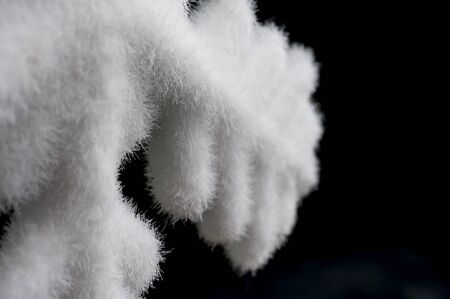 Macro shot of a snowflake on black backgroundの写真素材
