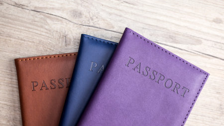 Close up shot of colored passports