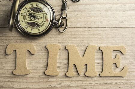 Word time assembled with alphabet letters and watchの写真素材