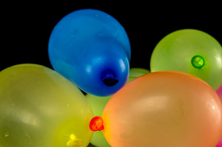 Close up shot of multi colored water balloonsの写真素材