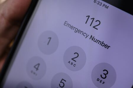 Calling 112 emergency numberの写真素材