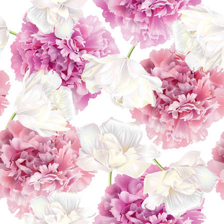 Peony tulip patternのイラスト素材