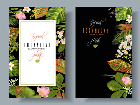 Tropical plants bannersのイラスト素材