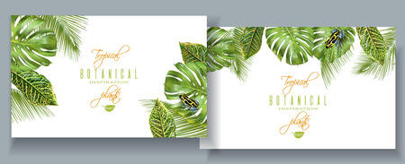 Tropical monstera bannersのイラスト素材