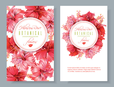 Hibiscus flower bannersのイラスト素材