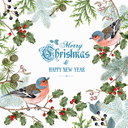 Bird christmas big frameのイラスト素材