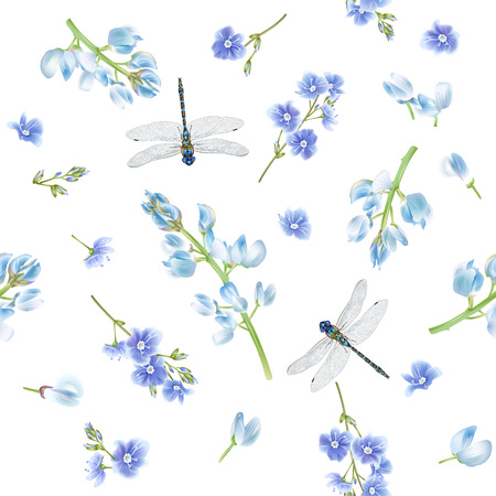 Blue dragonfly patternのイラスト素材