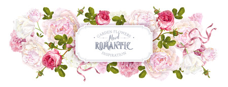 Romantic garden web bannerのイラスト素材