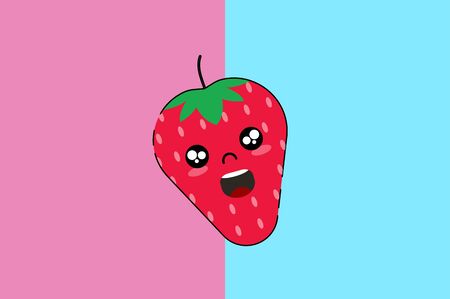Cute Kawaii Strawberry Illustrationのイラスト素材