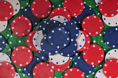 stacked abstract of poker chipsの写真素材