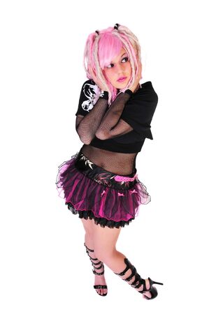pink hair punk girlの写真素材