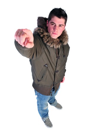 man in a winter coatの写真素材