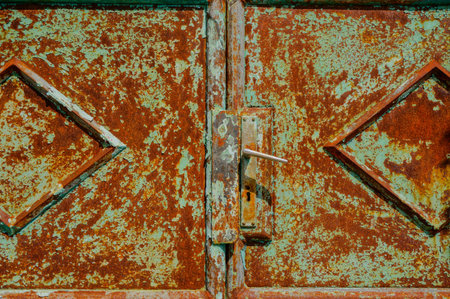 close-up of an old rusty metal door  picture taken in HDR
