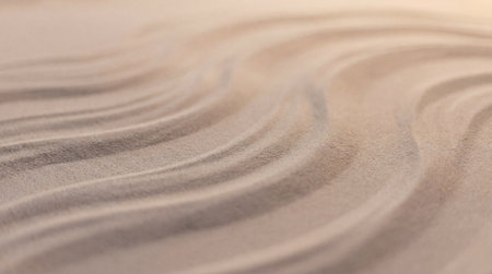 This abstract design features a calming sand-like texture with soft beige and light brown tones, embodying a peaceful and professional aesthetic. Perfect for spa and wellness industry marketing materials, relaxation-themed websites, and serene interior decor. The smooth texture and soothing colors appeal to professionals seeking tranquility in their visual content. AI-generated digital illustration. AI-generated illustration.の素材