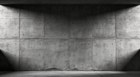 A creative digital illustration depicting Commercial design of concrete wall texture background in cool grays, urban industrial mood, dramatic side lighting with subtle shadows. This AI-generated artwork features unique visual elements suitable for various commercial and editorial applications. AI-generated illustration.の素材