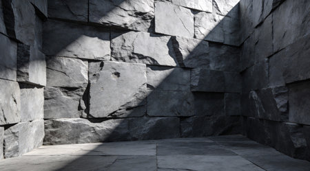 Industrial-style digital illustration with rugged textured surface in cool gray and slate palette, featuring dynamic shadow play for a sturdy mood. Versatile for graphic design, advertising, interior mockups, and product packaging in construction and design industries. Seamless artistic rendering provides scalability and endless applications. . AI-generated digital illustration. AI-generated illustration.の素材