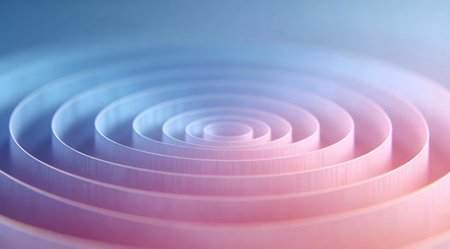 A creative digital illustration depicting Commercial digital art of dreamy soft gradient abstract background blending indigo and rose pink, circular radial pattern, tranquil vibe with gentle light diffusion, high clarity composition. This AI-generated artwork features unique visual elements suitable for various commercial and editorial applications. AI-generated illustration.の素材