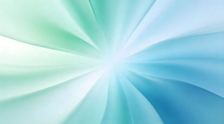 A creative digital illustration depicting High-quality creative design featuring radial soft gradient in mint green to sky blue, peaceful fluid transitions, gentle diffused light, modern minimalist style. This AI-generated artwork features unique visual elements suitable for various commercial and editorial applications. AI-generated illustration.の素材