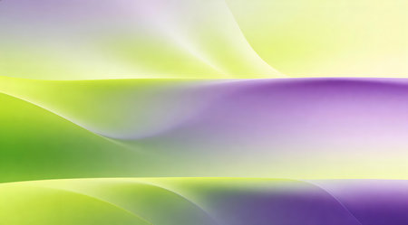 A creative digital illustration depicting Commercial design with horizontal fluid gradient in lime to lavender, cheerful modern vibe, subtle gradient haze, artistic seamless composition. This AI-generated artwork features unique visual elements suitable for various commercial and editorial applications. AI-generated illustration.の素材