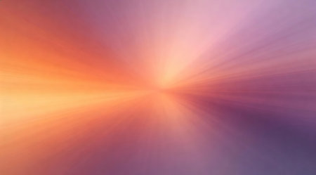 A creative digital illustration depicting Dreamy soft abstract gradient background from sunset orange to soft purple, radial diffusion with gentle glow, tranquil mood, professional creative design illustration. This AI-generated artwork features unique visual elements suitable for various commercial and editorial applications. AI-generated illustration.の素材