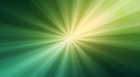 A creative digital illustration depicting Lush soft gradient background merging emerald green to forest sage, radial sunburst effect, digital creative art, warm diffused rays, natural serene vibe, commercial viable design. This AI-generated artwork features unique visual elements suitable for various commercial and editorial applications. AI-generated illustration.の素材