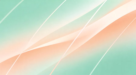 A creative digital illustration depicting Artistic illustration of subtle mint green and peach soft gradient background, diagonal flow, dreamy vibe, even illumination, commercially viable clean style. This AI-generated artwork features unique visual elements suitable for various commercial and editorial applications. AI-generated illustration.の素材
