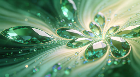 A creative digital illustration depicting Emerald soft abstract gradient background merging rich greens and cream accents, luxurious vitality, radial jewel tones, artistic digital art, gem-like soft lighting, premium appeal. This AI-generated artwork features unique visual elements suitable for various commercial and editorial applications. AI-generated illustration.の素材