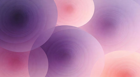 A creative digital illustration depicting Lush abstract gradient background blending orchid purple and rose quartz, circular blooming fade, romantic harmonious vibe, elegant creative illustration. This AI-generated artwork features unique visual elements suitable for various commercial and editorial applications. AI-generated illustration.の素材