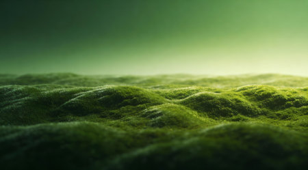 A creative digital illustration depicting Velvety gradient in forest green to moss, gentle horizontal fades, deep natural tranquility, clean creative design. This AI-generated artwork features unique visual elements suitable for various commercial and editorial applications. AI-generated illustration.の素材