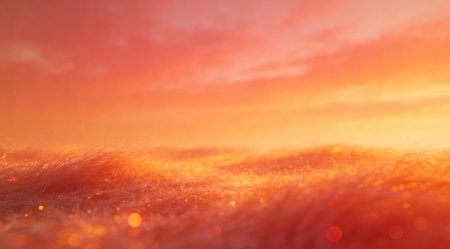 A creative digital illustration depicting Smooth digital stock art of ethereal soft gradient field combining sunset coral to flame orange, fiery yet gentle dusk, seamless blends glow. This AI-generated artwork features unique visual elements suitable for various commercial and editorial applications. AI-generated illustration.の素材