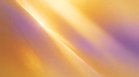 A creative digital illustration depicting Golden hour soft abstract gradient background in honey yellows and soft purples, diagonal glow, inspirational vibe, high quality digital art. This AI-generated artwork features unique visual elements suitable for various commercial and editorial applications. AI-generated illustration.の素材