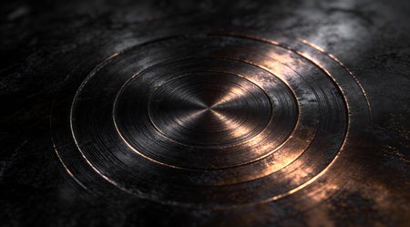 Luxurious digital artwork with bold metallic brush strokes and dramatic pinpoint lighting, evoking premium intensity in dark copper obsidian hues. Ideal for high-end branding, product mockups, packaging designs, architectural renders, and luxury marketing visuals. Versatile abstract style offers sophisticated appeal for graphic designers and commercial projec... AI-generated digital illustration. AI-generated illustration.の素材