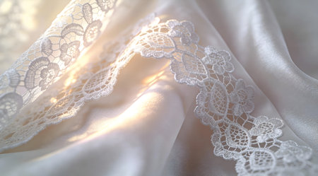Luxurious digital artwork evoking romantic elegance through layered intricate textures and gentle backlight illumination for a premium feel. Perfect for fashion textiles, bridal stationery, upscale packaging, luxury branding, and sophisticated digital designs. The detailed close-up style offers versatile commercial value appealing to high-end markets and cre... AI-generated digital illustration. AI-generated illustration.の素材