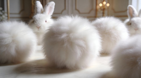 Sophisticated digital artwork evoking plush softness through ambient lighting and delicate textural depth, blending whimsy with high-end luxury appeal. Ideal for fashion textiles, beauty packaging, premium branding, and decorative motifs in upscale design projects. Its refined mood and versatile style captivate audiences in cosmetics, luxury goods, and interior... AI-generated digital illustration. AI-generated illustration.の素材