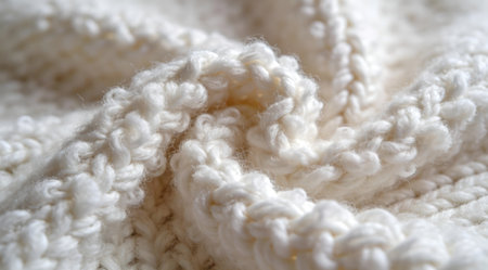 Luxurious digital illustration capturing plush boucle yarn loops with fluffy, diffused warmth and textural cozy opulence in elegant simplicity. Ideal for commercial use in interior design mockups, fashion textile patterns, luxury packaging, and branding graphics targeting upscale markets. Versatile soft aesthetic enhances print and web projects for creative design... AI-generated digital illustration. AI-generated illustration.の素材